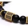 SEVENSTONE 8mm Crown King Charm Bracelet for Men Women Black Matte Onyx Stone Beads, 7.5''