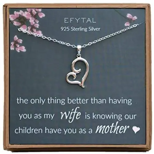 EFYTAL Gifts for Wife, 925 Sterling Silver Sideways Heart Necklace for Mother, Mom Necklaces for Women, Best Birthday Gift Ideas, Pendant Mothers Jewelry For Her, Mothers Day EFYTAL Gifts for Wife, 925 Sterling Silver Sideways Heart Necklace for Mother, Mom Necklaces for Women, Best Birthday Gift Ideas, Pendant Mothers Jewelry For Her, Mothers Day