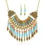 CrazyPiercing Ethnic Tribal Boho Necklace Earrings Set, Vintage Alloy Gold Boho Bohemian Necklace, Turquoise Beads Statement Necklace and Earrings Jewelry Set for Women Girls CrazyPiercing Ethnic Tribal Boho Necklace Earrings Set, Vintage Alloy Gold Boho Bohemian Necklace, Turquoise Beads Statement Necklace and Earrings Jewelry Set for Women Girls