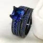 Ringcrown Couple Rings Black Gold Filled Princess Cut Blue Cz Womens Wedding Ring Sets Man Tungsten Wedding Band(Please Buy Two Rings for one Pair) Ringcrown Couple Rings Black Gold Filled Princess Cut Blue Cz Womens Wedding Ring Sets Man Tungsten Wedding Band(Please Buy Two Rings for one Pair)