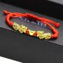Feng Shui The Best Red String Bracelet with Double Pi Xiu/Pi Yao and Golden Wealth Ingots Bracelet Jewelry Attract Wealth and Good Luck