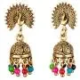 Efulgenz Boho Vintage Antique Gypsy Tribal Indian Oxidized Gold Pearl Drop Enamel Peacock Jhumka Jhumki Earrings Set Jewelry Efulgenz Boho Vintage Antique Gypsy Tribal Indian Oxidized Gold Pearl Drop Enamel Peacock Jhumka Jhumki Earrings Set Jewelry