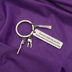 AKTAP Dental Hygienist Gift Funny Dentists Keychain Dentists Make The World A Better Place One Smile at A Time Dental Assistant Jewelry