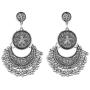 Efulgenz Boho Vintage Antique Ethnic Gypsy Tribal Indian Oxidized Silver Black Chandbali Jhumka Earrings Jewelry