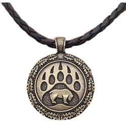 Polar Bear Necklaces Animals Pawprint Big Round Disc Pendant Bear Claw Footprint Butterfly Moth Insect Neclaces for Men Women Hunter Brave Jewelry