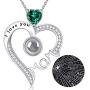 I Love You Mom Necklace 100 Languages Mothers Day Birthday Gifts Mom April May Birthstones Jewelry Simulated Diamond Emerald Blue Sapphire and more stones Sterling Silver Pendant
