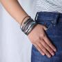 FANCY SHINY Boho Leather Wrap Bracelet Crystal Leaf Cuff Bracelets Bohemian Jewelry with Magnetic Clasp,7.5''
