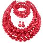 HaHaGirl Faux PearlStrands Jewelry Sets for Women Include Necklace Bracelet and Earrings Set