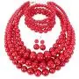 HaHaGirl Faux PearlStrands Jewelry Sets for Women Include Necklace Bracelet and Earrings Set HaHaGirl Faux PearlStrands Jewelry Sets for Women Include Necklace Bracelet and Earrings Set