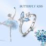 AOBOCO Sterling Silver Butterfly Series Ring, Anniversary Birthday Jewelry Gifts for Women Girls