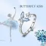 AOBOCO Sterling Silver Butterfly Series Ring, Anniversary Birthday Jewelry Gifts for Women Girls