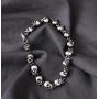 HAQUIL Stainless Steel Skull Charm Linked Bracelet for Men and Women, 8.27''