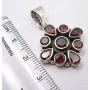 SilverStarJewel Natural Red Drop, Round Garnet Pendant 1.3'' 925 Sterling Silver Ladies Stone