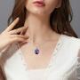 YALONG Birthstone Necklace for Women Austrian Crystal Teardrop Pendant Olive Leaf Dove 14K White Gold Plated Dainty Silver Chain Choker Jewelry Gift Girl