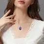 YALONG Birthstone Necklace for Women Austrian Crystal Teardrop Pendant Olive Leaf Dove 14K White Gold Plated Dainty Silver Chain Choker Jewelry Gift Girl