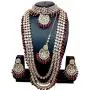 CROWN JEWEL Indian Bridal Wedding Kundan Choker 5 Pcs Pearl Jewelry Necklace Earrings Set for Women CROWN JEWEL Indian Bridal Wedding Kundan Choker 5 Pcs Pearl Jewelry Necklace Earrings Set for Women