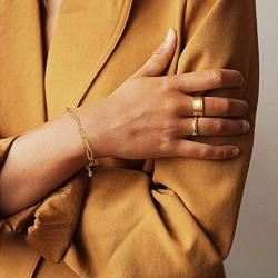 OSIANA Gold PaperClip Radial Link Chain Bracelet for Women 18K Gold Plated Oval Chunky Curb Chain Rolo Link Bracelet Delicate Wide Chain Cuban Link Bracelet Personalized Jewelry Gift for Her