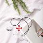 YouU 2 Pcs Masonic Knights Templar Crusader Red Cross Stainless Steel Pendant Necklace and Ring for Men