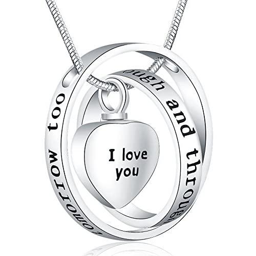 Ado Glo Christmas Memorial Gifts, Always in My Heart with 1 or 2 Vials Urn Locket Pendant Necklace, Tree of Life Cremation Jewelry for Ashes, Keepsake for Dad Sister Grandma Aunt Wife Daughter Mom