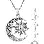 AeraVida Celtic Crescent Moon and Sun Eclipse .925 Sterling Silver Pendant Necklace