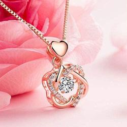 XIANGWANG Rose Gold Necklace Female Heart Necklace Double Heart Necklace, The Best Choice for Girlfriends and Lovers