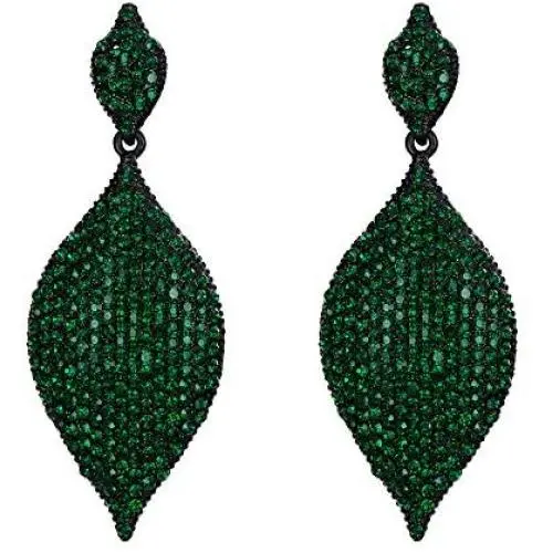 EVER FAITH Womens Bridal Wedding Jewelry Austrian Crystal Rhombus Leaf Drop Pierced Dangle Earrings EVER FAITH Womens Bridal Wedding Jewelry Austrian Crystal Rhombus Leaf Drop Pierced Dangle Earrings