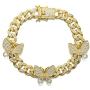 kelistom 18K/White Gold Plated Spinning Butterfly Anklet for Women Teen Girls Men, 12MM Iced Out Rhinestones Filled Chain Punk Hip-hop Ankle Bracelet, 9/10 inches