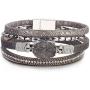FANCY SHINY Leather Wrap Bracelet Boho Cuff Bracelets Crystal Bead Bracelet with Magnetic Clasp Jewelry Gifts for Women Teen Girls