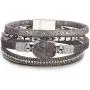 FANCY SHINY Leather Wrap Bracelet Boho Cuff Bracelets Crystal Bead Bracelet with Magnetic Clasp Jewelry Gifts for Women Teen Girls