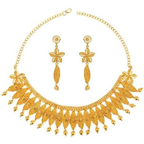 Efulgenz Indian Style Bollywood Fashion Wedding Bridal Choker Collar Tassel Necklace Dangle Earrings Jewelry Set