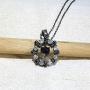 FLIUAOL Gothic Black Skull Necklace Heart Crystal Punk Pendants Gifts for Women