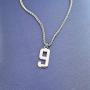 QeenseKc Sport Lucky Number 0-9 Necklace Jersey Number Initial Pendant Stainless Steel Jewelry 25mm High 3mm Wheat Chain
