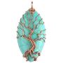Top Plaza Vintage Copper Tree of Life Wire Wrapped Horse Eye Shape Natural Gemstone Pendant Necklace Chakra Reiki Healing Crystal Jewelry for Women - Synthetic Green Turquoise