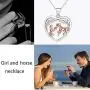 Horse Necklace for Women 925 Sterling Silver Love heart Girl Stroking Horse Head Pendant Necklace Jewelry Gifts for Women Daughter Sister Horse Necklace for Women 925 Sterling Silver Love heart Girl Stroking Horse Head Pendant Necklace Jewelry Gifts for Women Daughter Sister