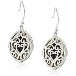 Sterling Silver Lapis Vintage Frame Cage-back Detail Drop Earrings