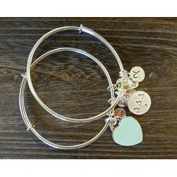 Navika Tri- Delta Sorority Inspired Love Adjustable Bangle Bracelets - Silver - Delta Delta Delta