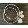 Navika Tri- Delta Sorority Inspired Love Adjustable Bangle Bracelets - Silver - Delta Delta Delta