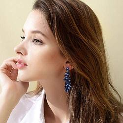 BriLove Womens Wedding Bridal Crystal Multi Marquise Filigree Flower Chandelier Clip-On Dangle Earrings