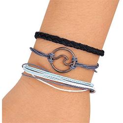Handmade Wave Braided Wax Rope Adjustable Strand Bracelet Set Waterproof Charm Stretch Knot String Thread Bracelets Simple Life PursuitFriendship Jewelry