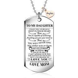To My daughter from mom I Want You To Believe Love Mom Dog Tag Military Air Force Navy Coast Guard Necklace Ball Chain Gift for Best daughter Birthday and Graduation
