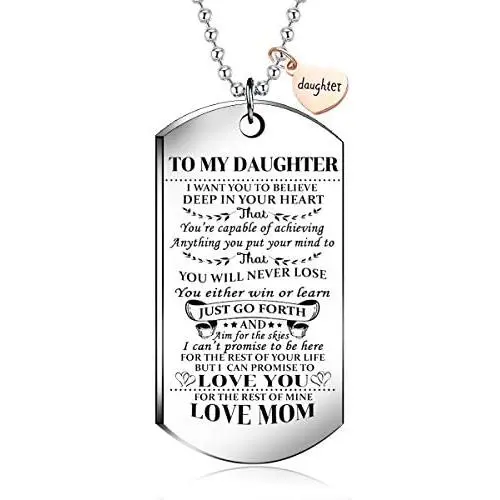 To My daughter from mom I Want You To Believe Love Mom Dog Tag Military Air Force Navy Coast Guard Necklace Ball Chain Gift for Best daughter Birthday and Graduation To My daughter from mom I Want You To Believe Love Mom Dog Tag Military Air Force Navy Coast Guard Necklace Ball Chain Gift for Best daughter Birthday and Graduation