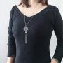 S925 Sterling Silver Snowflake Snow Long Sweater Chain Statement Tassel Fringe Necklace Pendant for Women Girl