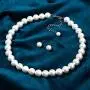 Faux Pearl Necklace Set Strand Pearl Stud Earring for Women Wedding