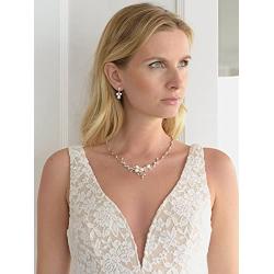 Mariell Genuine Freshwater Pearl & CZ Marquis Necklace Earrings Set Luxury Bridal Jewelry