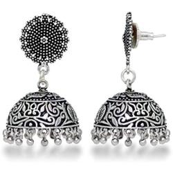 Jaipur Mart Indian Traditional Look Oxidised German Plated Handmade Jhumka Jhumki Earrings Gift For Women