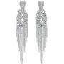 mecresh Silver Rhinestone Crystal Bridal Chandelier Long Tassels Dangle Earrings for Wedding