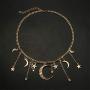 JczR.Y Fashion Bohemia Gold Color Crystal Star Moon Tassel Pendant Necklaces for Women Party Jewelry Accessories