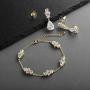 Mariell CZ Bridal Bracelet & Matching Earrings, 14K Gold Jewelry Set Adjustable Bracelet 7 ¼'' to 8 ¾''