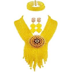 aczuv 8 Rows Royal Blue Costume African Beads Nigerian Necklace Bridal Wedding Jewelry Sets for Women