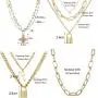WAINIS 9 Pcs Dainty Layered Choker Necklaces Handmade Lock Heart Pendant Multilayer Adjustable Layering Chain Gold Necklaces Set for Women WAINIS 9 Pcs Dainty Layered Choker Necklaces Handmade Lock Heart Pendant Multilayer Adjustable Layering Chain Gold Necklaces Set for Women